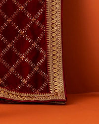 Manyavar Men Velvet Red Dappled Dupatta