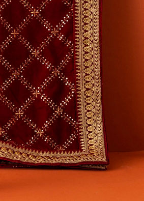 Manyavar Men Velvet Red Dappled Dupatta