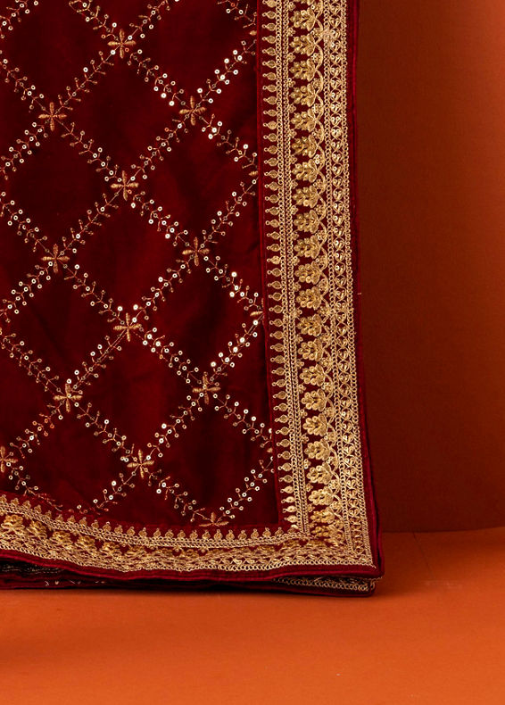 Manyavar Men Velvet Red Dappled Dupatta