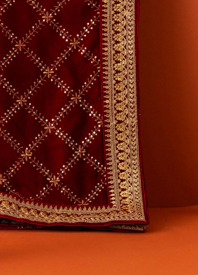 Manyavar Men Velvet Red Dappled Dupatta