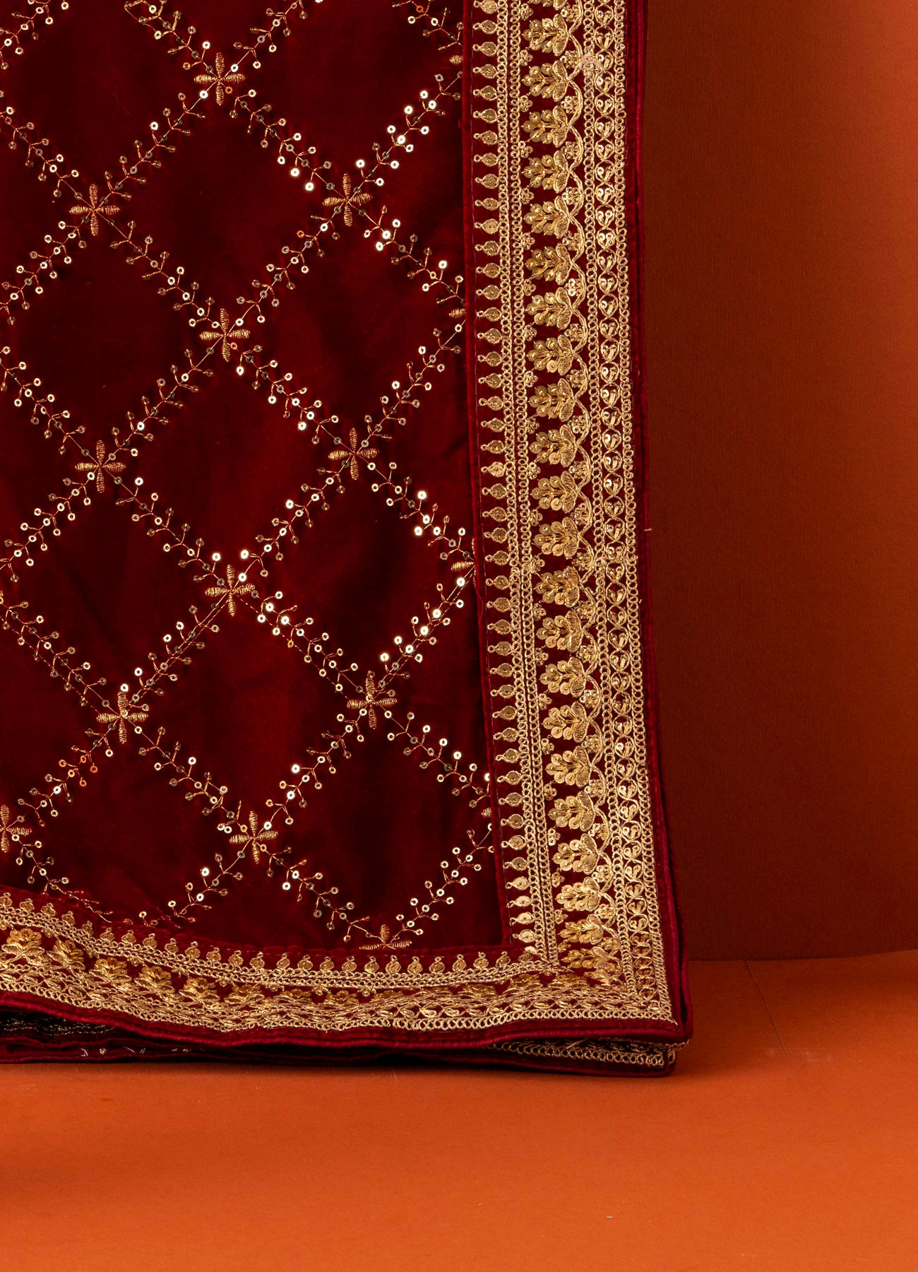 Manyavar Men Velvet Red Dappled Dupatta