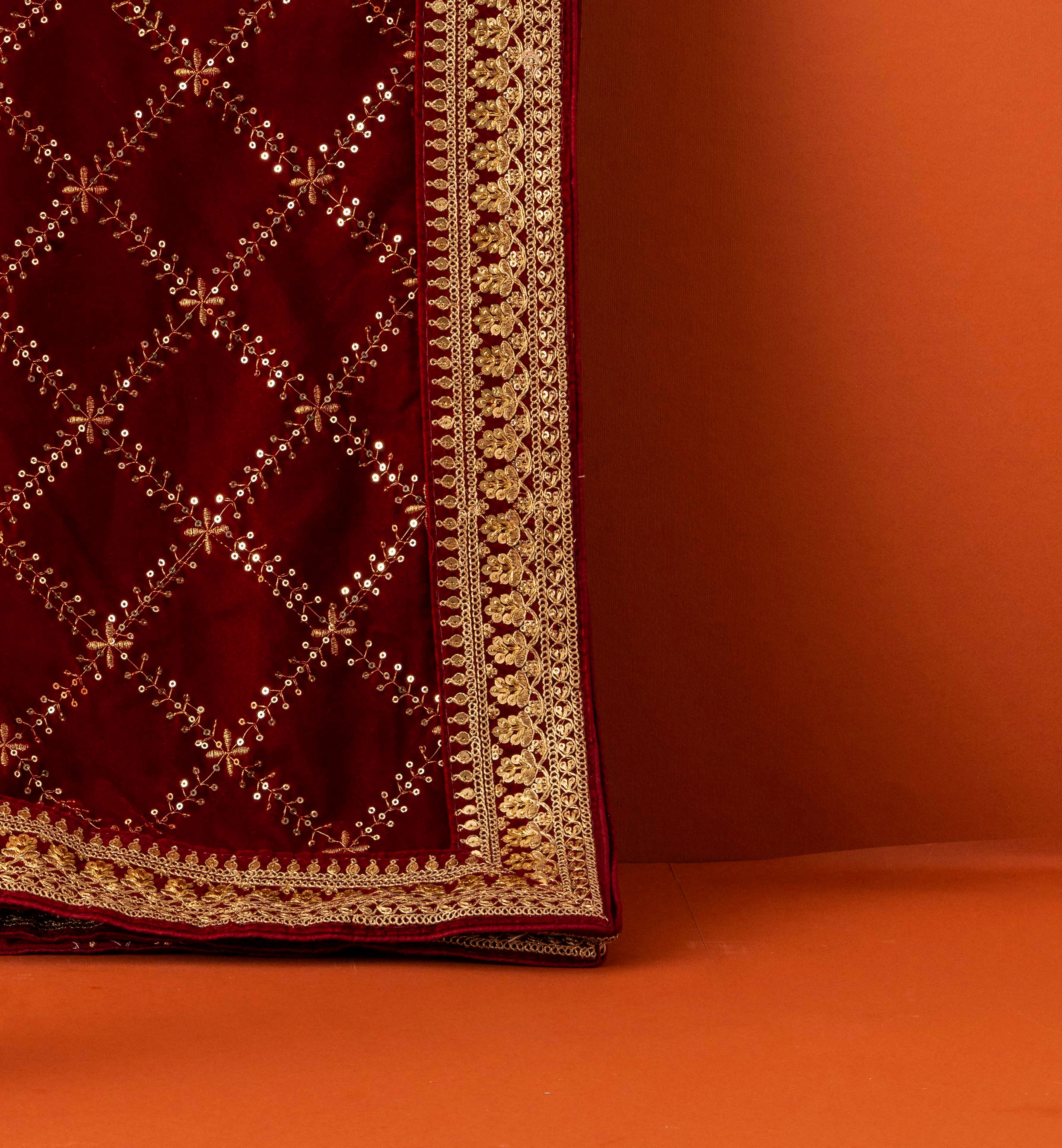 Manyavar Men Velvet Red Dappled Dupatta