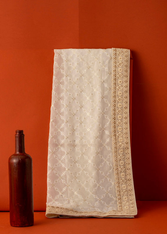 Manyavar Men Elegant Warm White Georgette Dupatta