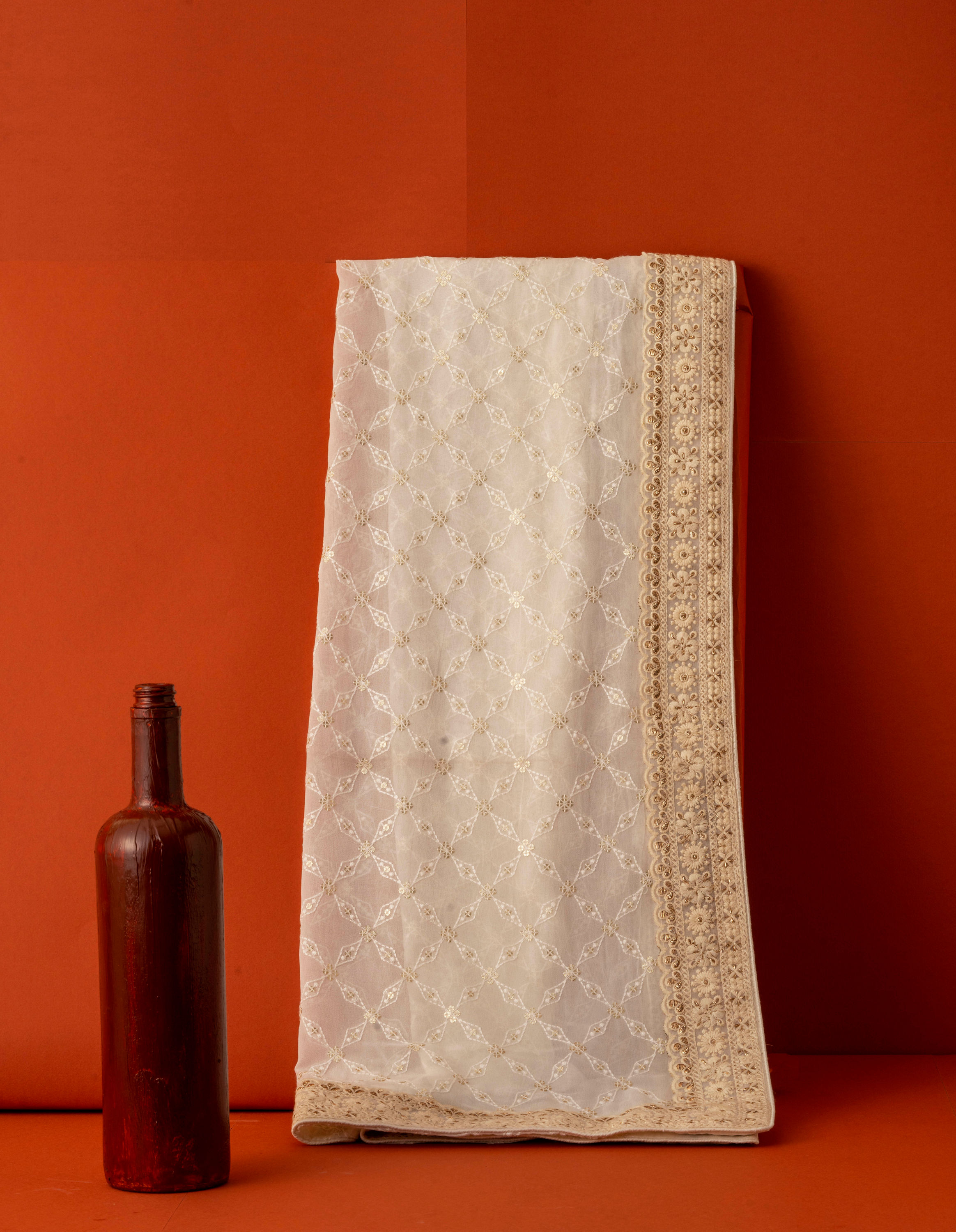 Manyavar Men Elegant Warm White Georgette Dupatta