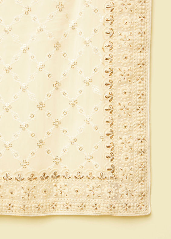 Manyavar Men Elegant Warm White Georgette Dupatta