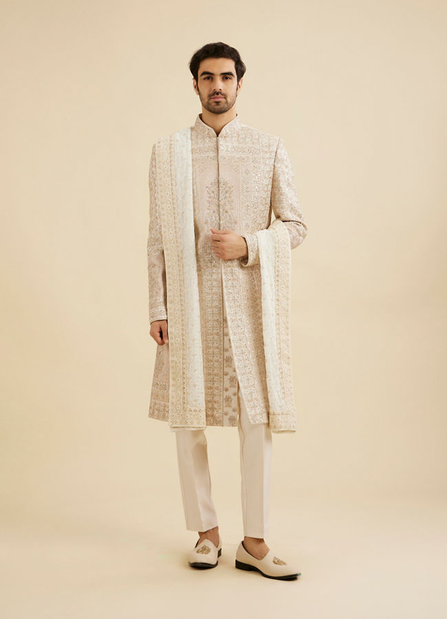 Manyavar Men Elegant Warm White Georgette Dupatta