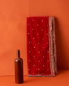 Manyavar Men Gleaming Rani Pink Velvet Dupatta