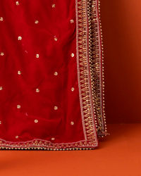 Manyavar Men Gleaming Rani Pink Velvet Dupatta