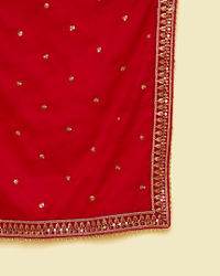 Manyavar Men Gleaming Rani Pink Velvet Dupatta