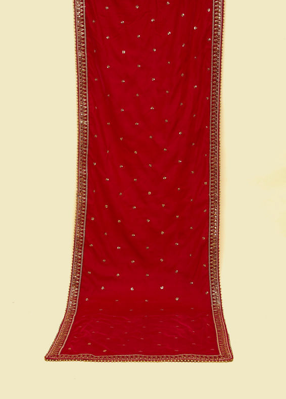Manyavar Men Gleaming Rani Pink Velvet Dupatta