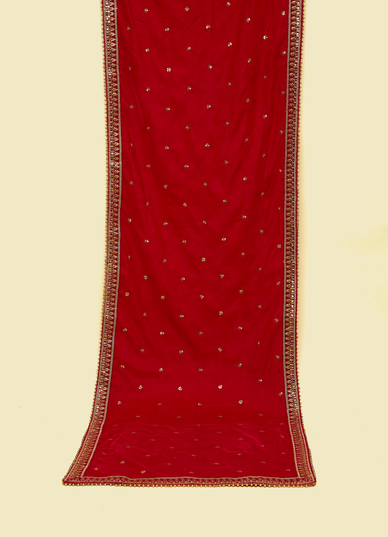 Manyavar Men Gleaming Rani Pink Velvet Dupatta