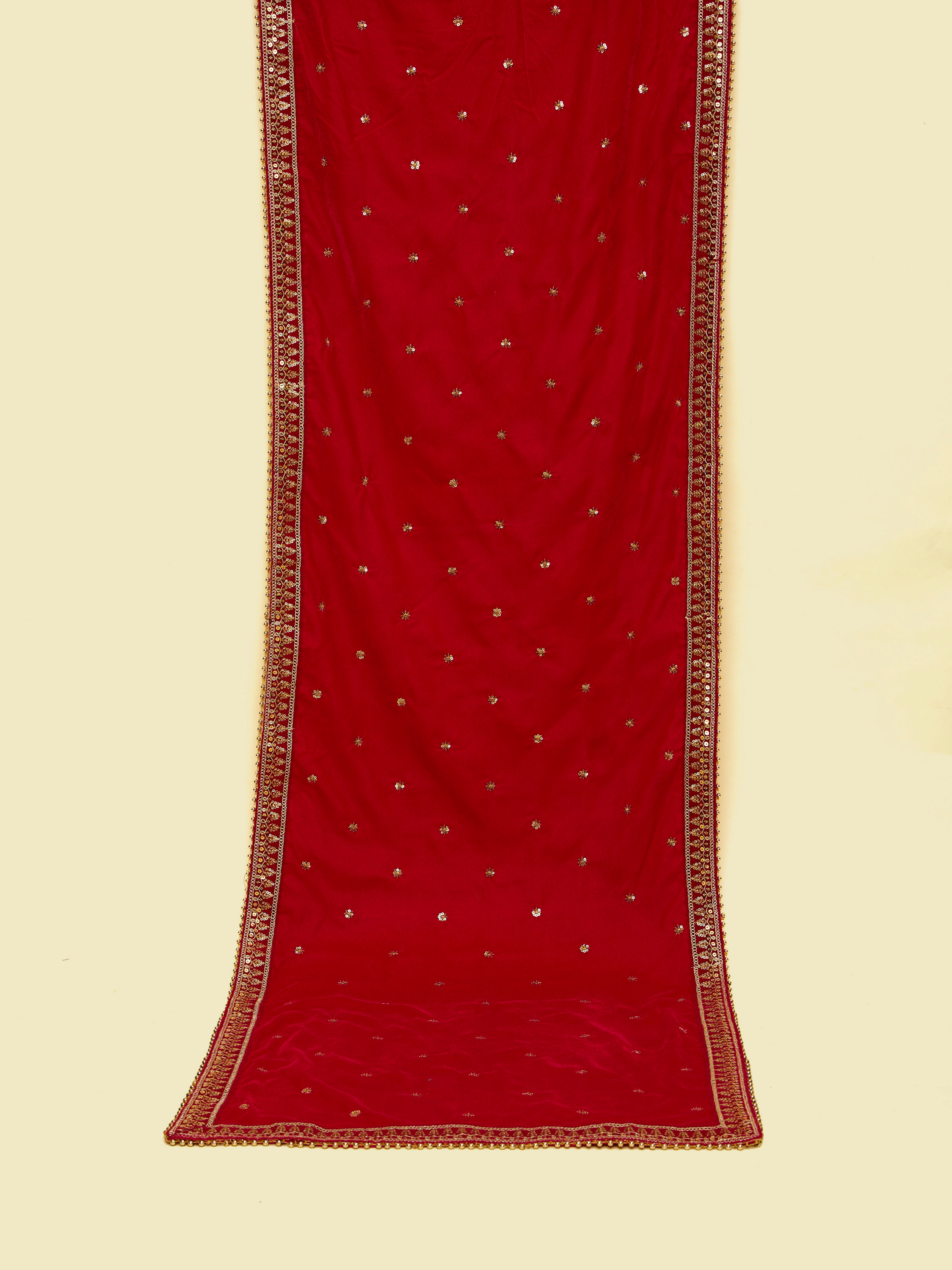 Manyavar Men Gleaming Rani Pink Velvet Dupatta