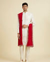 Manyavar Men Gleaming Rani Pink Velvet Dupatta