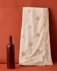 Manyavar Men Beige Cream Floral Embroidered Dupatta