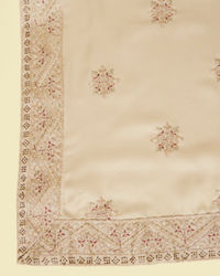 Manyavar Men Beige Cream Floral Embroidered Dupatta
