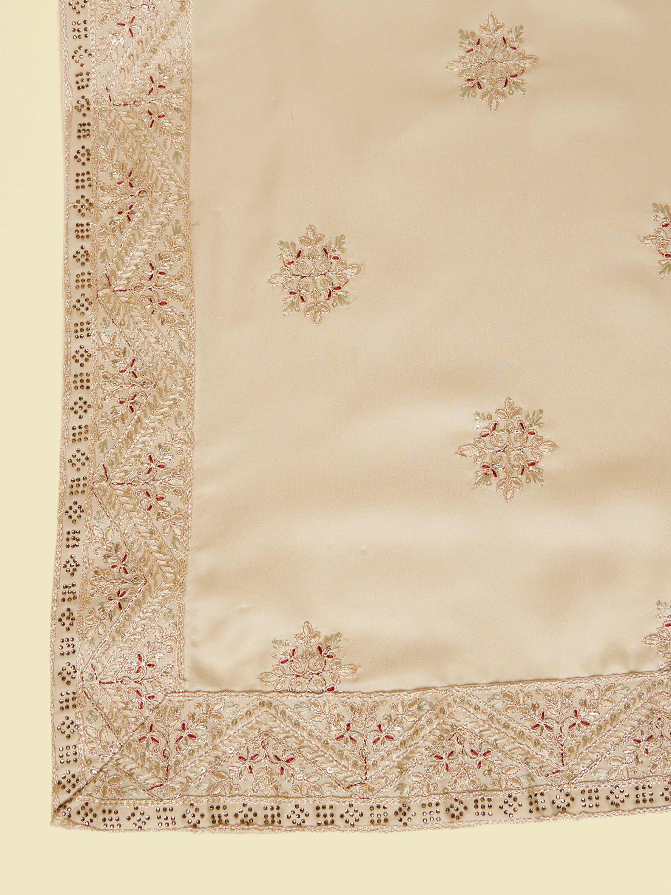 Manyavar Men Beige Cream Floral Embroidered Dupatta