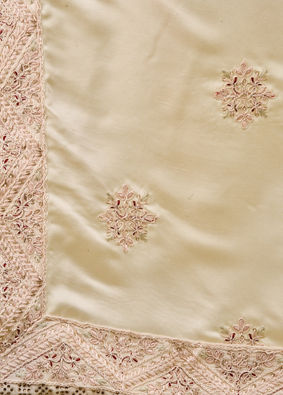 Manyavar Men Champagne Chanderi Dupatta with Embroidery
