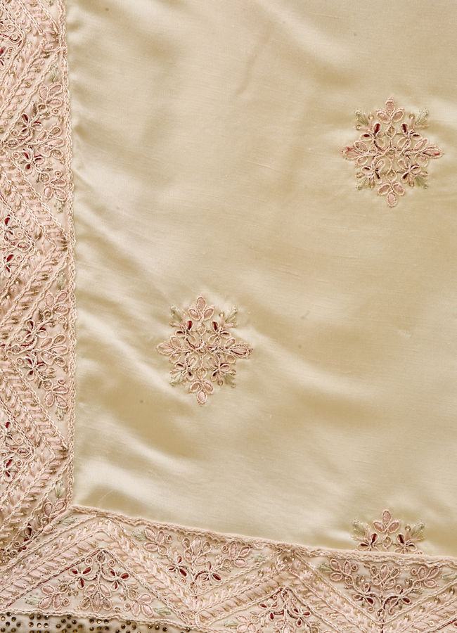 Manyavar Men Champagne Chanderi Dupatta with Embroidery