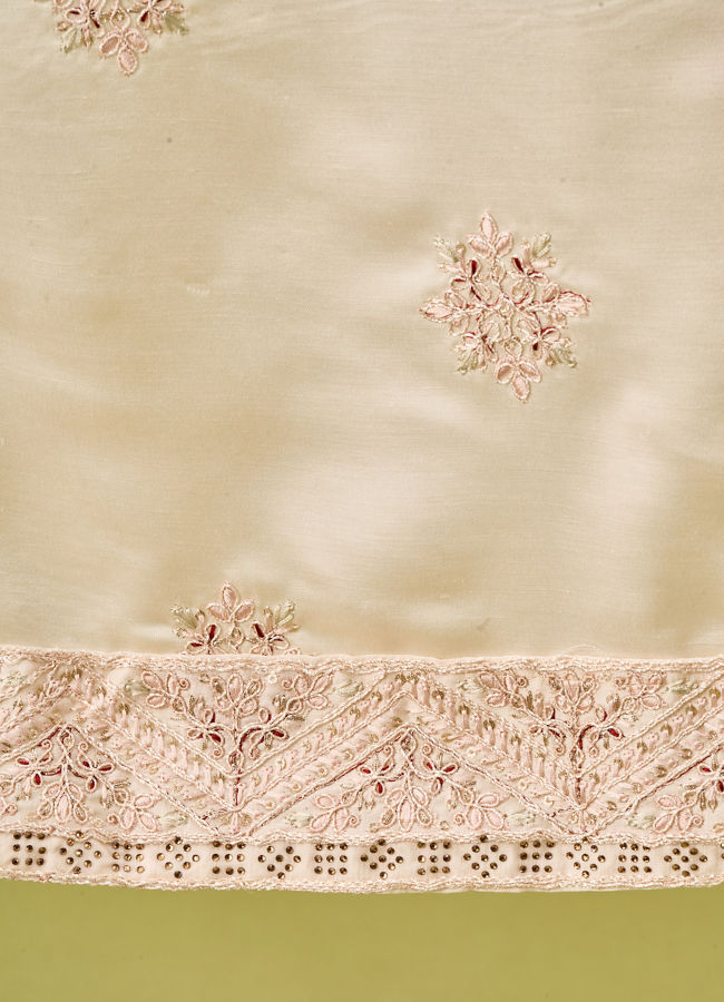 Manyavar Men Champagne Chanderi Dupatta with Embroidery