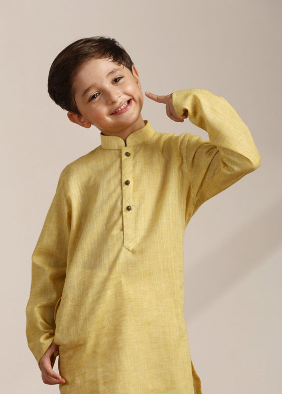 Manyavar Boys Boys Illuminating Yellow Kurta Set