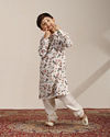Manyavar Boys Boys Pearl White Floral Printed Angrakha Style Kurta Set