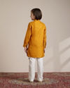 Manyavar Boys Boys Mustard Yellow Diamond Patterned Angrakha Kurta Set