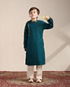 Boys Hunter Green Angrakha Style Kurta Set image number 2