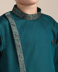 Manyavar Boys Boys Hunter Green Angrakha Style Kurta Set