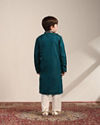 Boys Hunter Green Angrakha Style Kurta Set image number 5