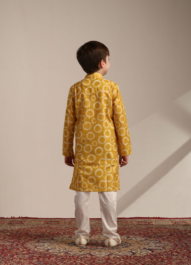 Manyavar Boys Boys Sunrise Orange Tie Dye Inspired Kurta Set