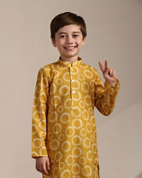 Manyavar Boys Boys Sunrise Orange Tie Dye Inspired Kurta Set