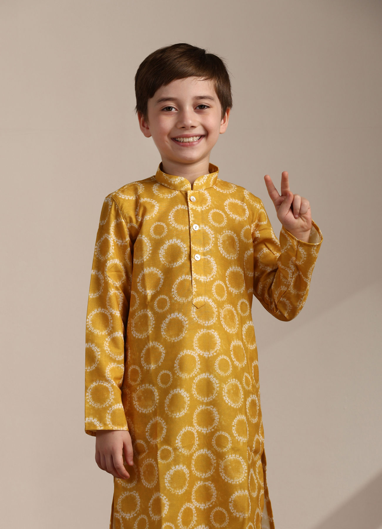 Manyavar Boys Boys Sunrise Orange Tie Dye Inspired Kurta Set