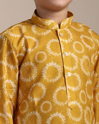 Manyavar Boys Boys Sunrise Orange Tie Dye Inspired Kurta Set