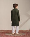 Boys Summer Green Self Patterned Kurta Set image number 5