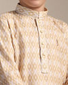 Manyavar Boys Boys Biscuit Beige Criss Cross Patterned Kurta Set