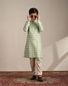 Boys Pistachio Green Criss Cross Patterned Kurta Set image number 2