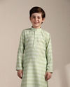 Manyavar Boys Boys Pistachio Green Criss Cross Patterned Kurta Set
