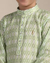 Manyavar Boys Boys Pistachio Green Criss Cross Patterned Kurta Set