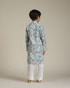 alt message - Manyavar Boys Boys Aqua Green Floral Printed Kurta Set image number 5