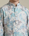 Manyavar Boys Boys Aqua Green Floral Printed Kurta Set