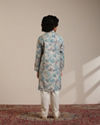 alt message - Manyavar Boys Boys Aqua Green Floral Printed Kurta Set image number 5