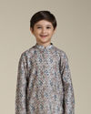 Manyavar Boys Boys Soft Beige Jaal Abstract Patterned Kurta Set