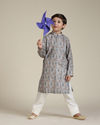 Manyavar Boys Boys Soft Beige Jaal Abstract Patterned Kurta Set