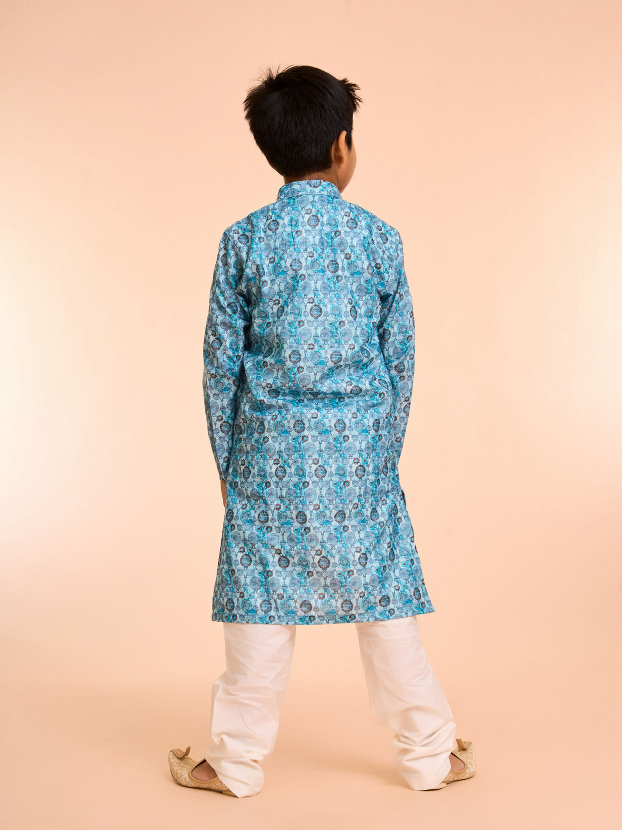 Manyavar Boys Turquoise Blue Youth Kurta Pajama