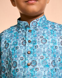 Manyavar Boys Turquoise Blue Youth Kurta Pajama