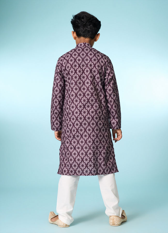 Manyavar Boys Royal Wine Kurta Pajama