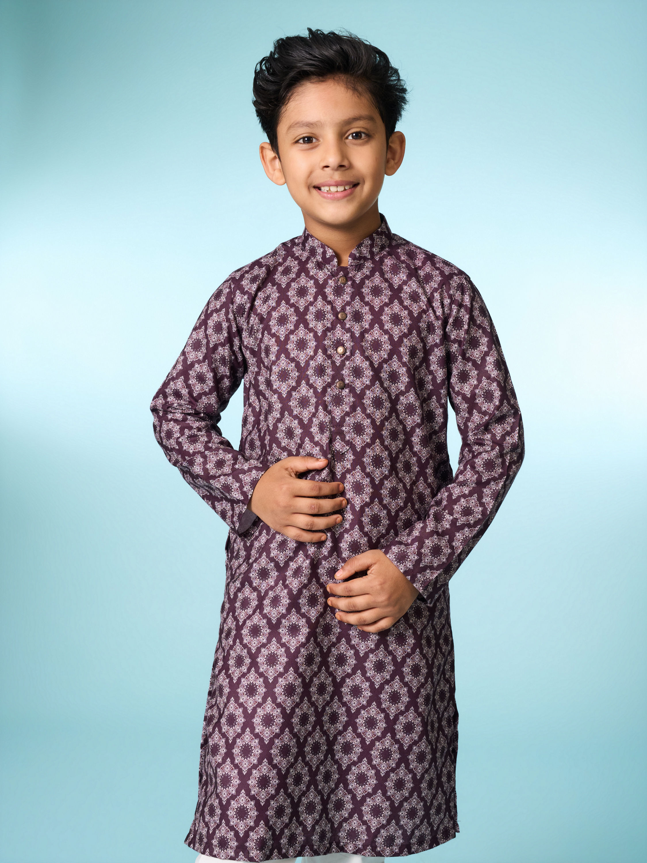 Manyavar Boys Royal Wine Kurta Pajama