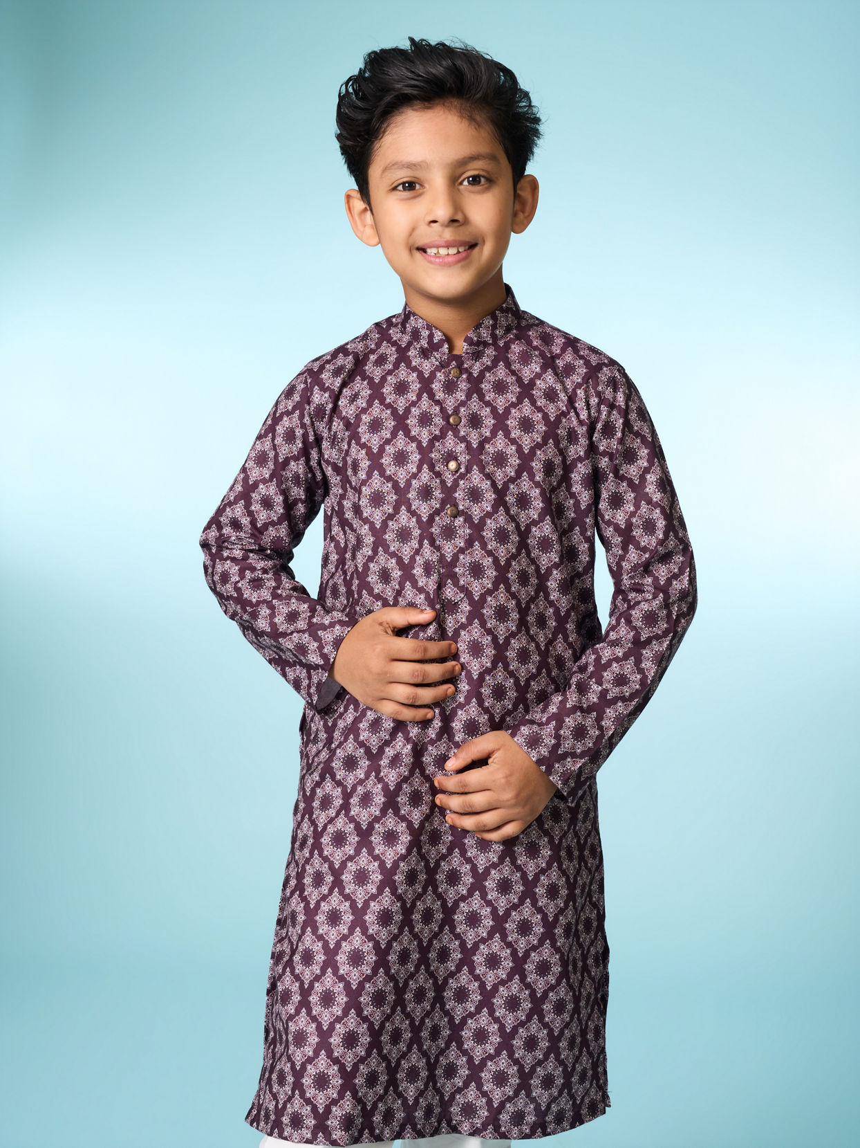 Manyavar Boys Royal Wine Kurta Pajama