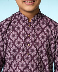 Manyavar Boys Royal Wine Kurta Pajama