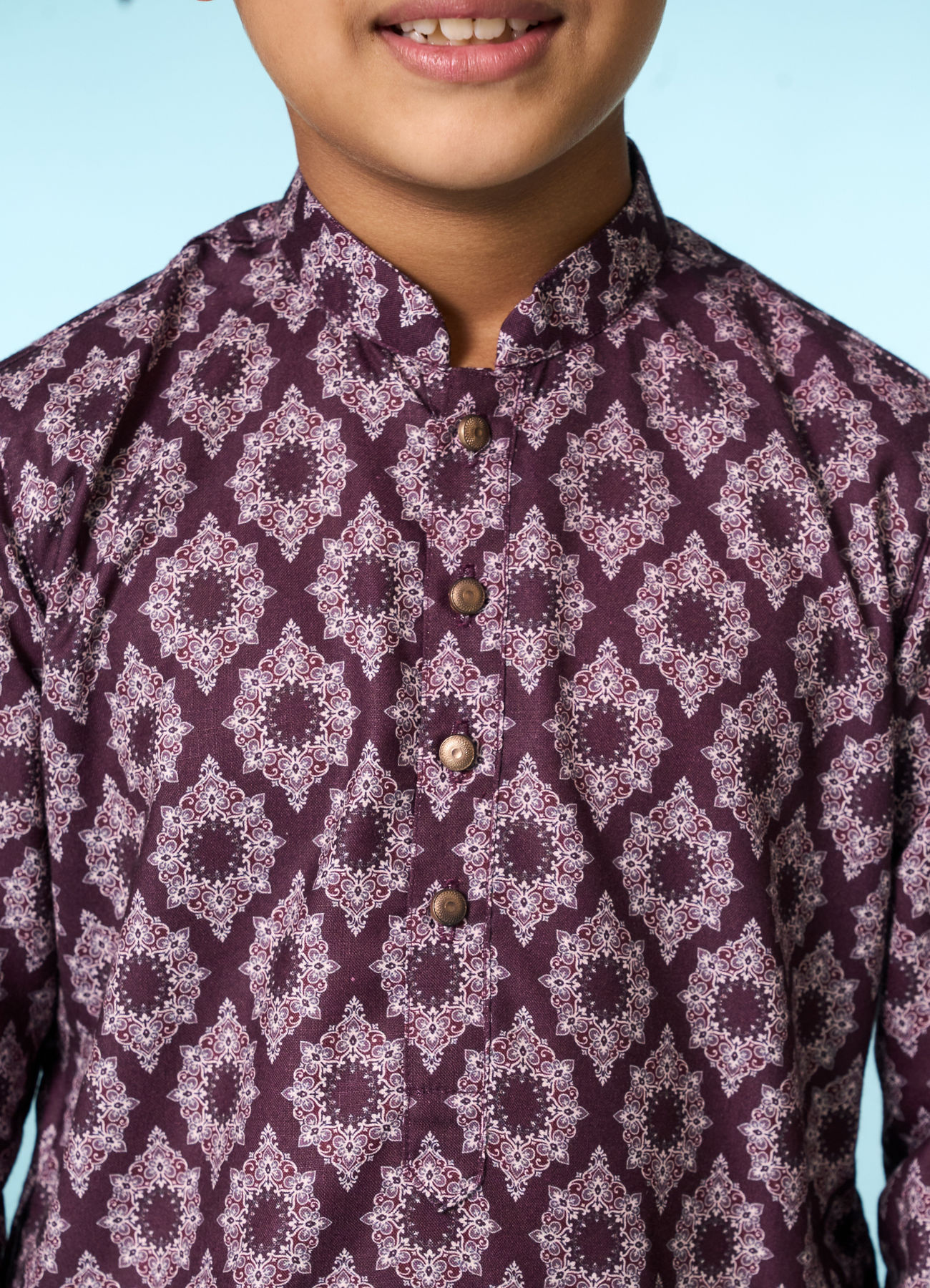 Manyavar Boys Royal Wine Kurta Pajama